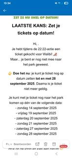 1 walibi ticket te gebruiken voor 28 september, Tickets en Kaartjes, Eén persoon, Ticket of Toegangskaart
