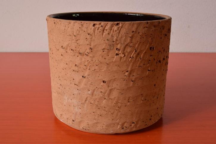 Retro vintage cilindrische jaren 70 chamotte bloempot, Antiek en Kunst, Antiek | Keramiek en Aardewerk, Ophalen of Verzenden