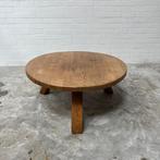 Ronde vintage brutalist salontafel massief eikenhout, Huis en Inrichting, Tafels | Salontafels, Ophalen, Gebruikt, 50 tot 100 cm
