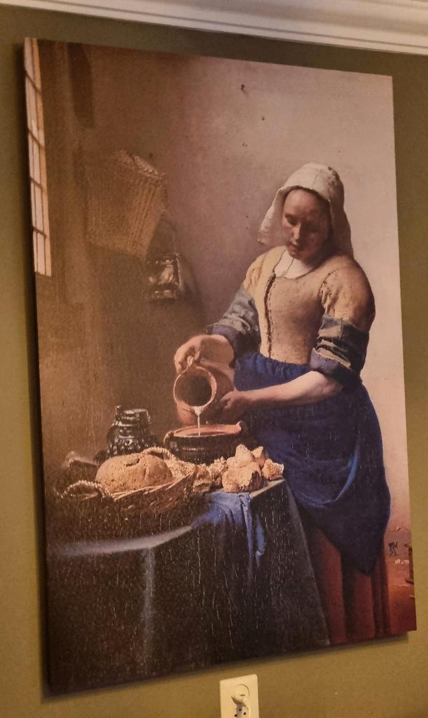 Canvas van 'Het Melkmeisje' - 115x75cm, Huis en Inrichting, Woonaccessoires | Schilderijen, Tekeningen en Foto's, Zo goed als nieuw