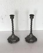 twee antieke kandelaars tin, Antiek en Kunst, Antiek | Kandelaars, Ophalen of Verzenden, Overige materialen