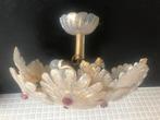 Murano, Parelmoerroze bloemen, jaren 40-50 kroonluchter, Huis en Inrichting, Ophalen, Gebruikt, Glas, MCM