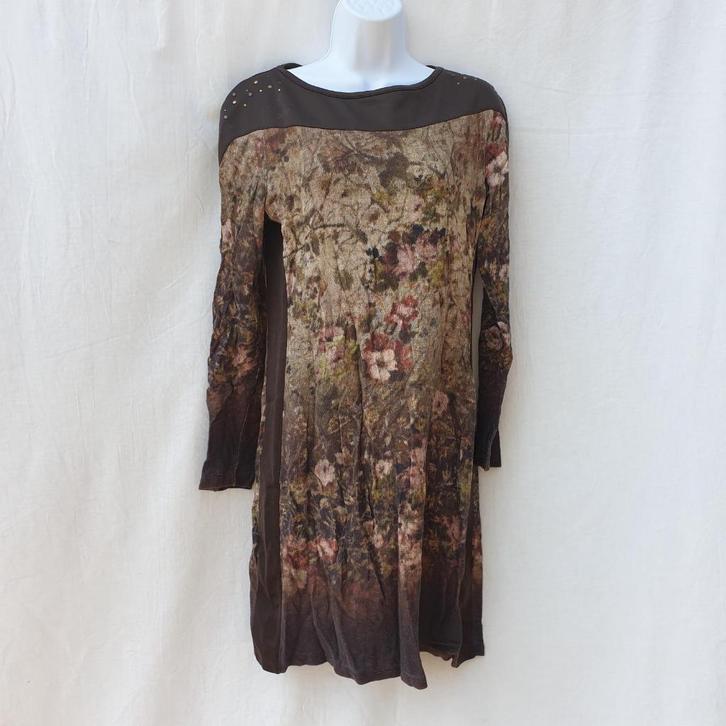 Gave jurk, bruintinten. mt 40. Merk Viccio, Kleding | Dames, Jurken, Zo goed als nieuw, Maat 38/40 (M), Bruin, Knielengte, Ophalen of Verzenden