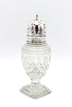 Engels kristallen strooibus met zilveren dop, Londen 1935., Antiek en Kunst, Ophalen of Verzenden, Zilver