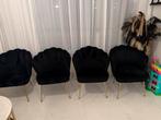 4 Hermans Home Schelp Stoelen - Zwart Velvet, Huis en Inrichting, Ophalen, Zwart, Zo goed als nieuw, Vier