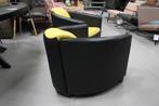 2 x stoere fauteuil Aviator leer zwart & geel modern design, Huis en Inrichting, Gebruikt, Leer, Ophalen