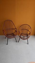 Vintage rotan setje, 2 rieten fauteuiltjes, Rohe, Noordwolde, Riet of Rotan, Minder dan 75 cm, Minder dan 50 cm, Gebruikt