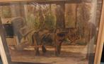Aquarel Pieter de Regt "Paard en wagen", Ophalen