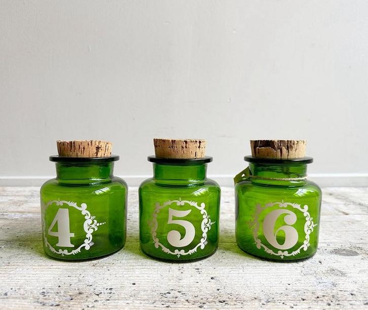 3 vintage opbergpotjes apothekerspotjes, Antiek en Kunst, Antiek | Glas en Kristal, Ophalen of Verzenden