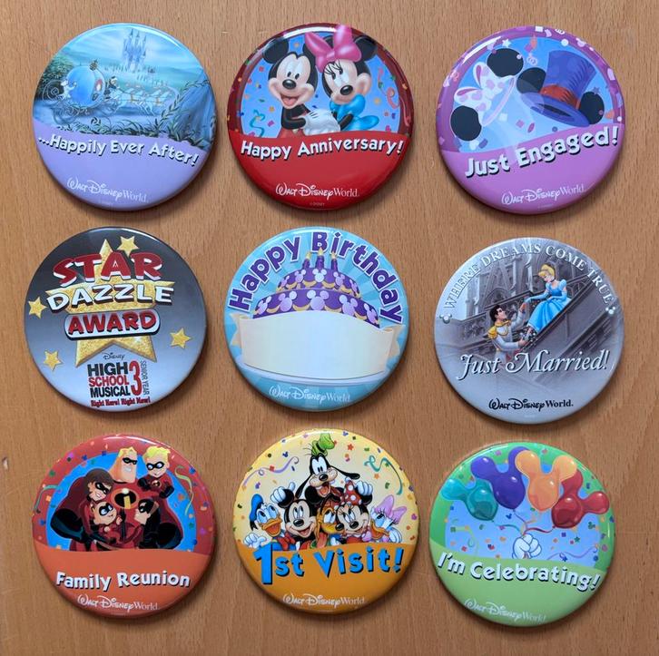 Disney World verzamelpins – 9 stuks, diverse thema’s, Verzamelen, Disney, Zo goed als nieuw, Overige typen, Overige figuren, Ophalen of Verzenden
