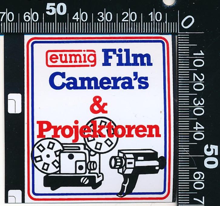 Sticker: Eumig - Film Cameras en Projektoren (Klein), Verzamelen, Stickers, Zo goed als nieuw, Bedrijf of Vereniging, Ophalen of Verzenden