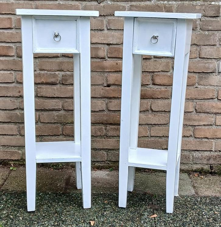 Brocante Franse Plantentafeltjes, Huis en Inrichting, Tafels | Bijzettafels, Gebruikt, Vierkant, 60 cm of meer, Minder dan 55 cm