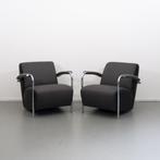 2x Leolux Scylla fauteuil - antraciet/grijze stof, Huis en Inrichting, Fauteuils, Niet ingevuld, Niet ingevuld, Leer, Ophalen of Verzenden