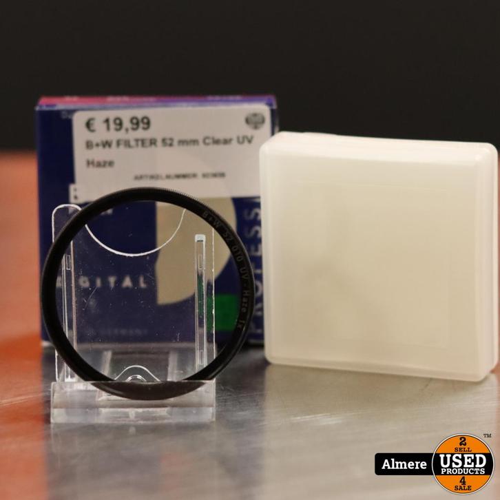 B+W FILTER 52 mm Clear UV Haze, Audio, Tv en Foto, Fotografie | Accu's en Batterijen, Zo goed als nieuw