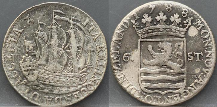 6 stuiver 1788 - scheepjesschelling 1788 Zeeland, Postzegels en Munten, Munten | Nederland, Losse munt, Overige waardes, Vóór koninkrijk