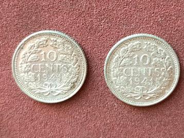  2 muntjes 10 cent 1941 beschikbaar voor biedingen