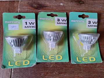 3 led spots mr16, nieuw 3st voor 6 euro beschikbaar voor biedingen