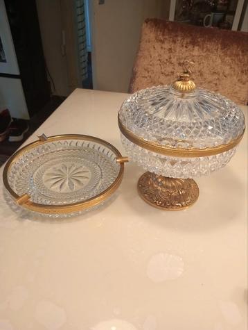 Vintage Kristal Bonbonnière & Asbak Set beschikbaar voor biedingen