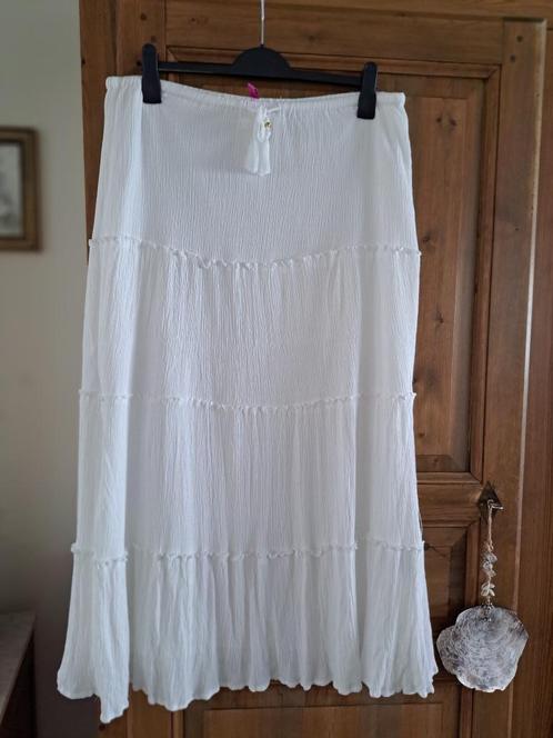 Prachtige witte Ibiza style strokenrok (46/48/XXL), Kleding | Dames, Rokken, Zo goed als nieuw, Maat 46/48 (XL) of groter, Wit