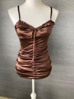 sexy jurkje glanzend bruin met elastiek maat S merk Divided, Nieuw, H&M, Ophalen of Verzenden, Bruin