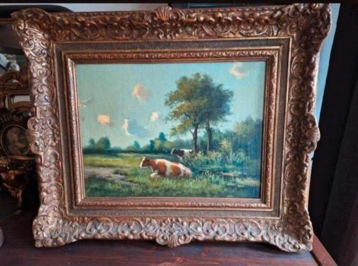 Olieverf Schilderij op Doek/Anton Muller in een Baroklijst, Antiek en Kunst, Kunst | Schilderijen | Klassiek, Ophalen of Verzenden