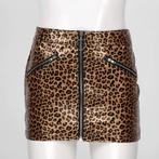 Luipaard mini rokje met rits korte rok kunst leren sexy, Verzenden, Nieuw, Bruin, Boven de knie