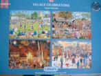Gibson  puzzels   4 x 500 stukjes village celebrations, Ophalen of Verzenden, 500 t/m 1500 stukjes, Gebruikt, Legpuzzel
