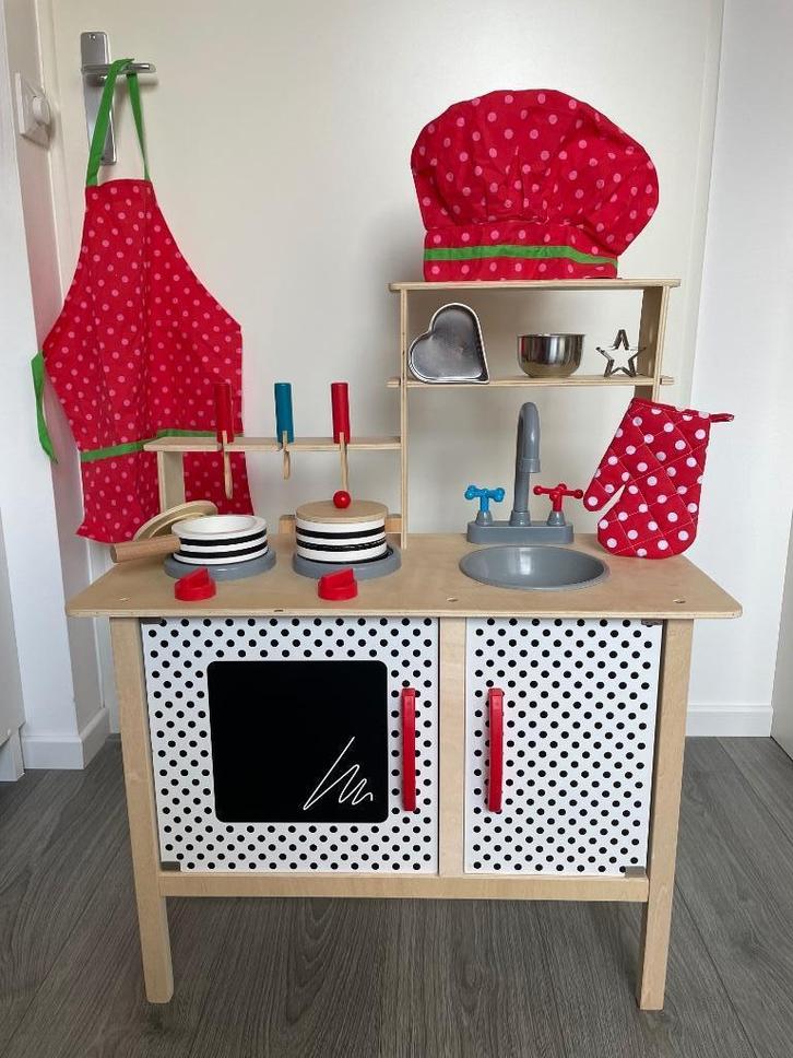 Speelgoedkeuken met accessoires, Kinderen en Baby's, Speelgoed | Speelkeukens, Gebruikt, Speelkeuken, Hout, Ophalen