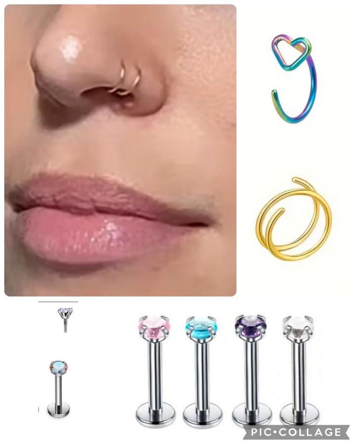 Neuspiercings 7 stuks nieuw, Sieraden, Tassen en Uiterlijk, Piercings, Nieuw, Neuspiercing, Staal, Met strass, Ophalen of Verzenden