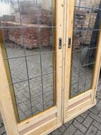 Set schuif / en-suite deuren met glas in lood 211x138.5cm., Antiek en Kunst, Ophalen