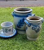 Aardewerk Plantenpotten Set - Blauw Decor, Ophalen