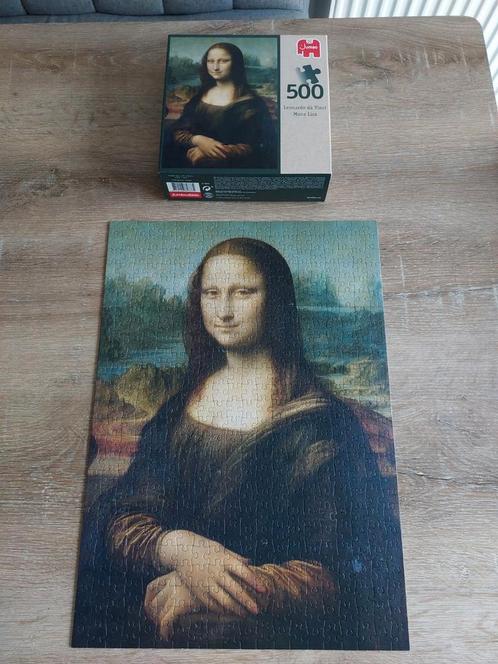 500 puzzle mona Lisa Leonardo da vinci met poster puzzel, Hobby en Vrije tijd, Denksport en Puzzels, Zo goed als nieuw, Legpuzzel