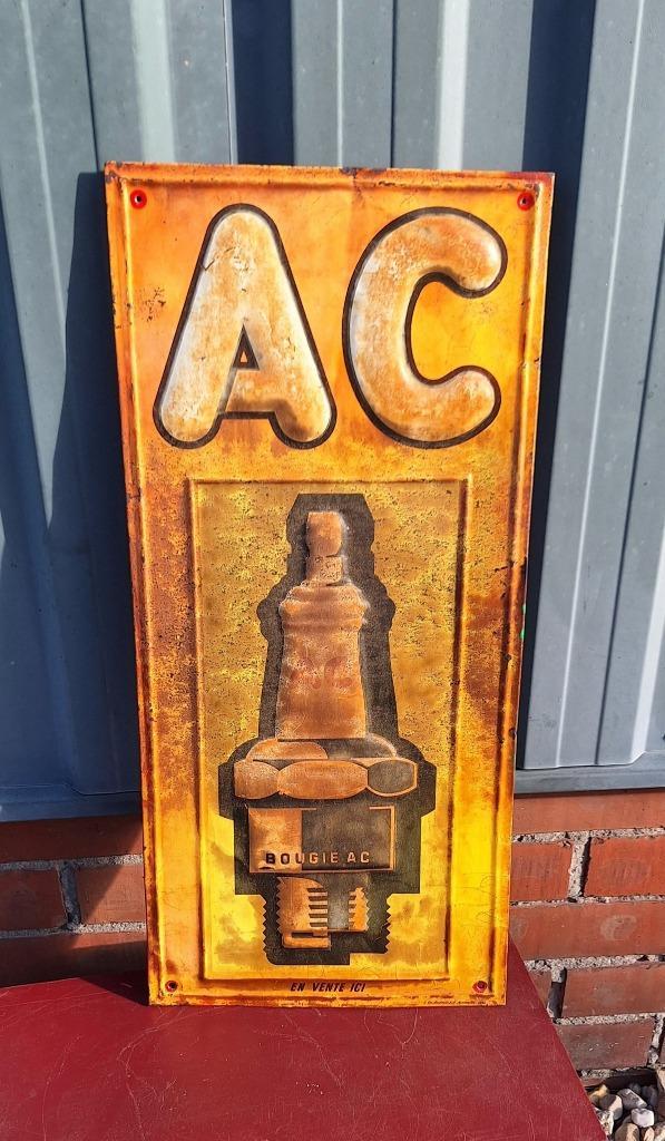 Oud en origineel reclame bord AC Bougies (Albert Champion)., Verzamelen, Merken en Reclamevoorwerpen, Gebruikt, Reclamebord, Ophalen of Verzenden