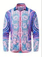 Roze barok overhemd print s m l xl xxl vj baroque shirt, Kleding | Heren, Overhemden, Verzenden, Nieuw, Overige halswijdtes