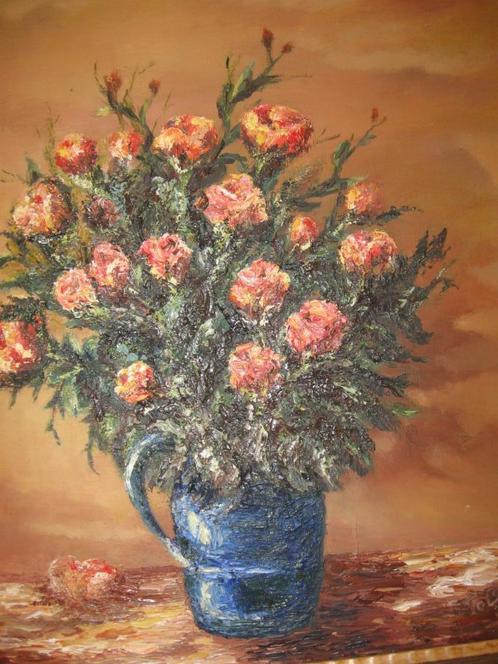 olieverf schilderij rozen van Toon Beckers Vaals unicaat, Antiek en Kunst, Kunst | Schilderijen | Klassiek, Ophalen of Verzenden