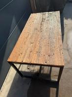 Eiken railway woor elmwood industriële tafel stalen frame, Huis en Inrichting, Tafels | Eettafels, Eikenhout, Zo goed als nieuw