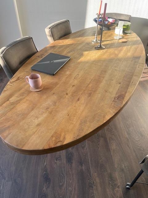 ovale tafel, Huis en Inrichting, Tafels | Eettafels, Gebruikt, 100 tot 150 cm, 200 cm of meer, Vijf personen of meer, Ovaal, Overige houtsoorten