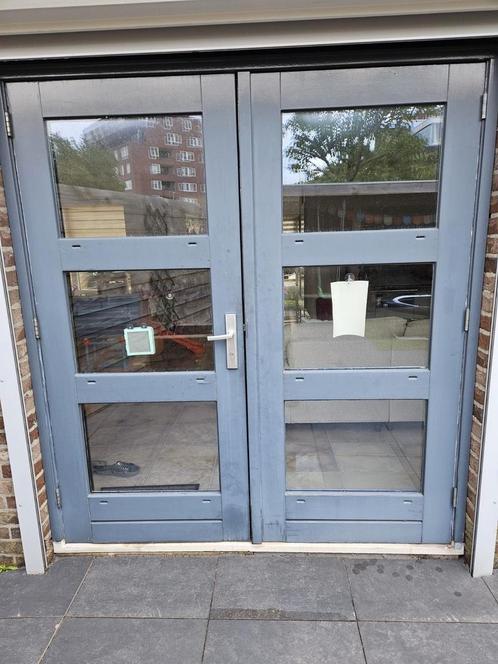 Openslaande tuindeur, Doe-het-zelf en Verbouw, Deuren en Horren, Gebruikt, Buitendeur, 215 cm of meer, 120 cm of meer, Glas, Hout