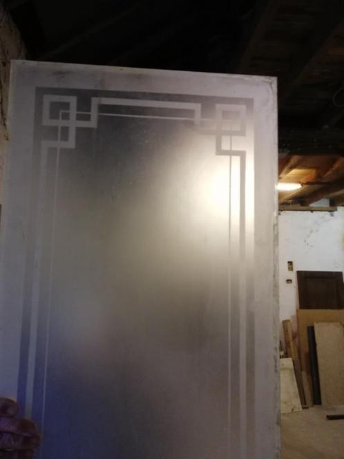 Antieke glasplaat geetst frosted glas strak, afm 113,8x41cm, Huis en Inrichting, Woonaccessoires | Overige, Zo goed als nieuw