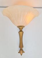 Vintage albast natuursteen wandlamp messing ’70 Regency lamp, Gebruikt, Ophalen of Verzenden, Metaal, Regecy vintage