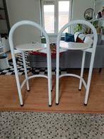 Retro stijl witte barkrukken - Set van 2, Ophalen, Gebruikt, Met voetsteun, 60 tot 90 cm