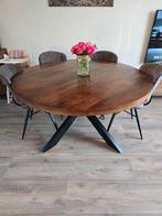 Eettafel rond mangohout 150cm Jones bruin, Ophalen, Rond, Zo goed als nieuw, 100 tot 150 cm