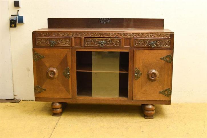 Houten Dressoir 45543, Huis en Inrichting, Kasten | Dressoirs, Gebruikt, 25 tot 50 cm, Glas, Ophalen of Verzenden