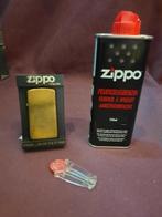 Vintage 1989 slim zippo solid brass 1 Oz Fine gold 50 dollar, Ophalen of Verzenden, Aansteker