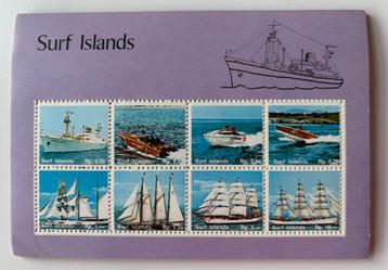 Vintage Surf Island Plezierboten Postzegel beschikbaar voor biedingen