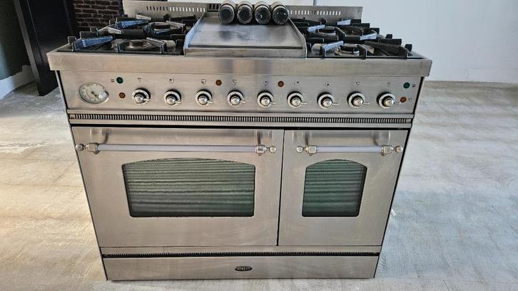 Boretti 4-pits fornuis met grill, Witgoed en Apparatuur, Fornuizen, Gebruikt, Vrijstaand, Gas, 5 kookzones of meer, 85 tot 90 cm