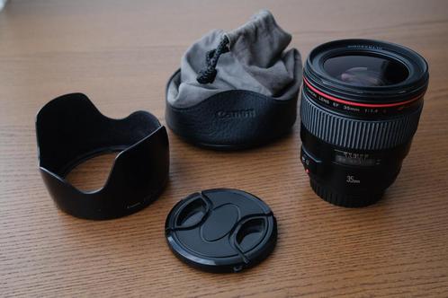 Canon EF 35mm f/1.4L USM inclusief originele accessoires, Audio, Tv en Foto, Fotografie | Lenzen en Objectieven, Gebruikt, Groothoeklens