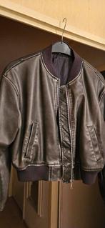 Te koop leder Bomberjack Maat M, Ophalen of Verzenden, Zo goed als nieuw, Zwart