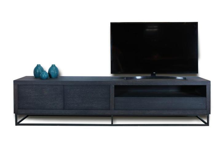 TV meubel - Marque - Eiken zwart, Huis en Inrichting, Kasten | Televisiemeubels, Nieuw, Minder dan 100 cm, 200 cm of meer, 25 tot 50 cm
