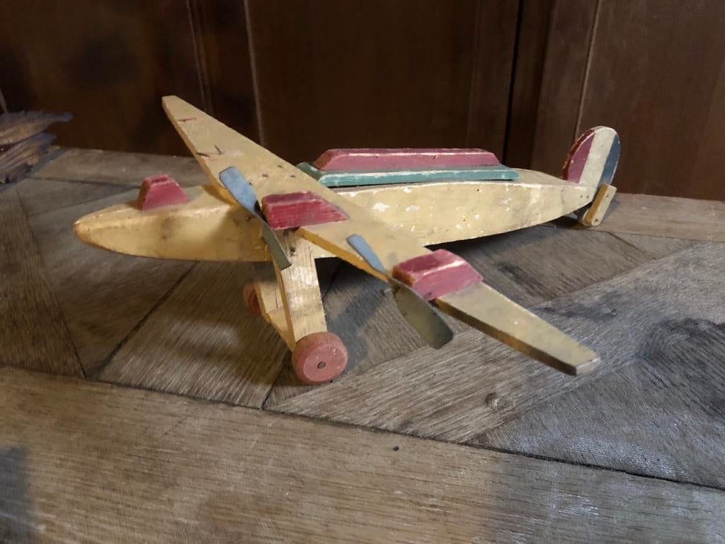 Vintage Houten Speelgoed Vliegtuig WW2, Antiek en Kunst, Antiek | Speelgoed, Ophalen of Verzenden